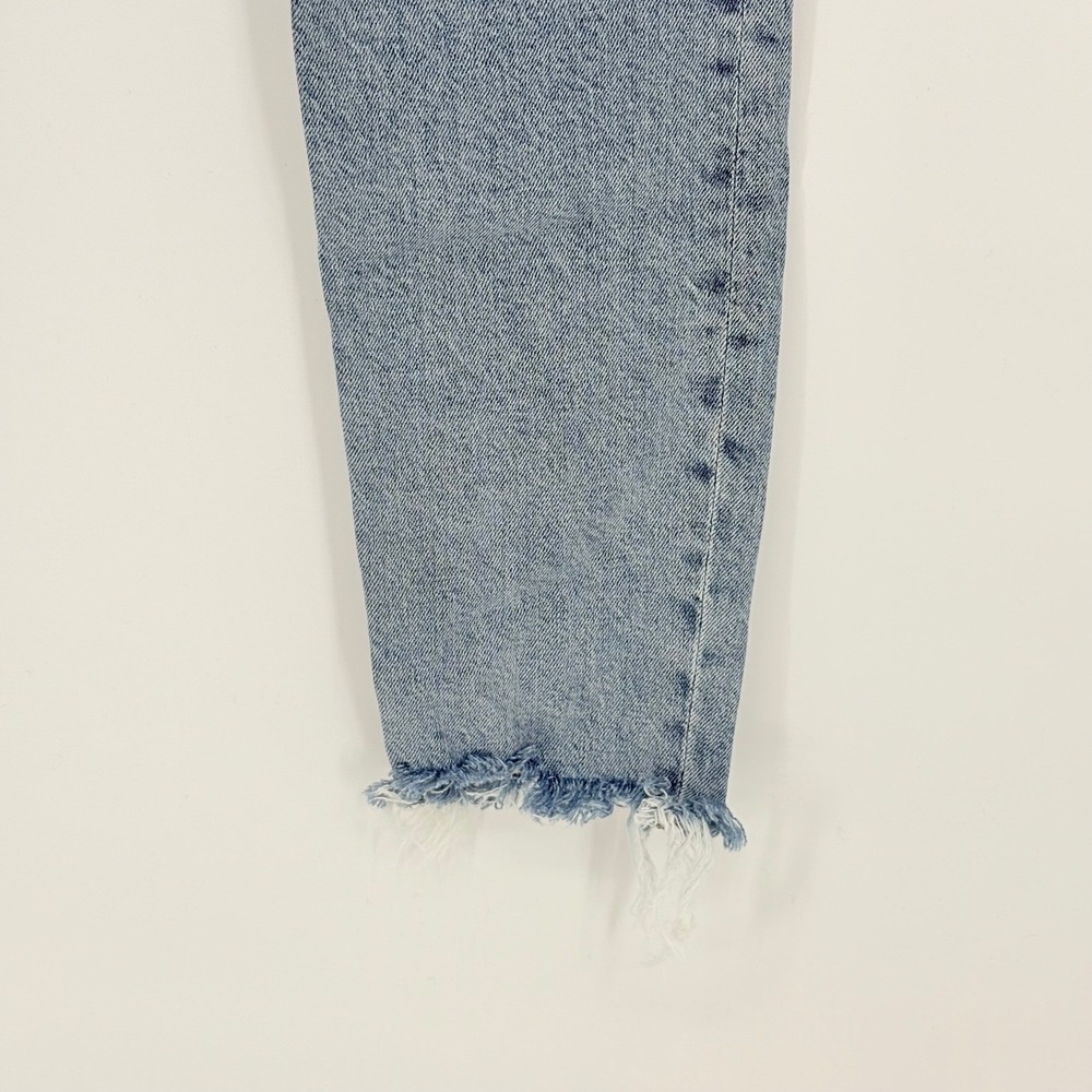AGOLDE Nico High Rise Straight Leg Jeans Light Wash Distressed Raw Hem Size 25 - Picture 14 of 16